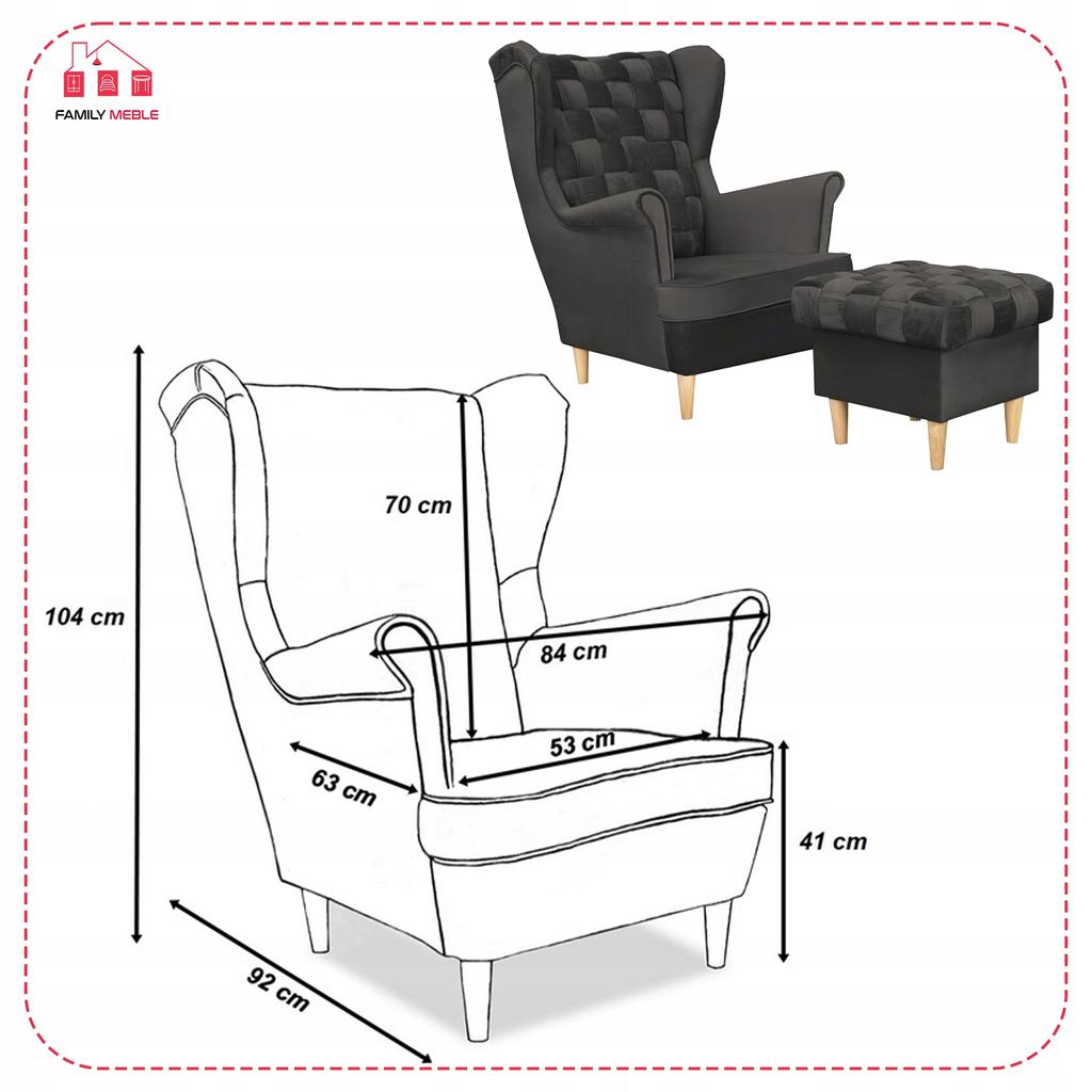 Carol Armchair with Footrest Scandinavian Family Meble Dark Graphite