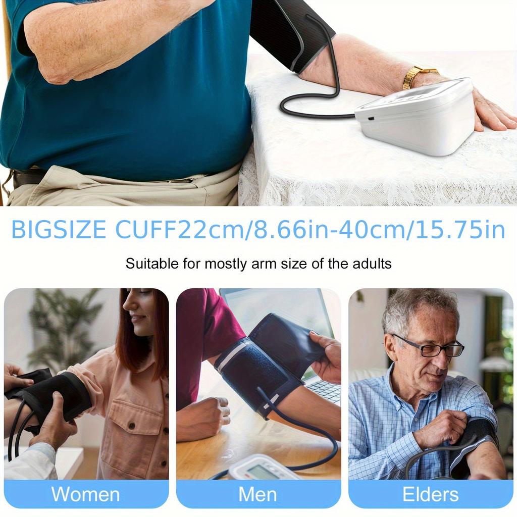 All-in-One Portable Upper Arm Blood Pressure Monitor Large LCD Display One-Touch Operation Voice Reports Hypertension Alerts