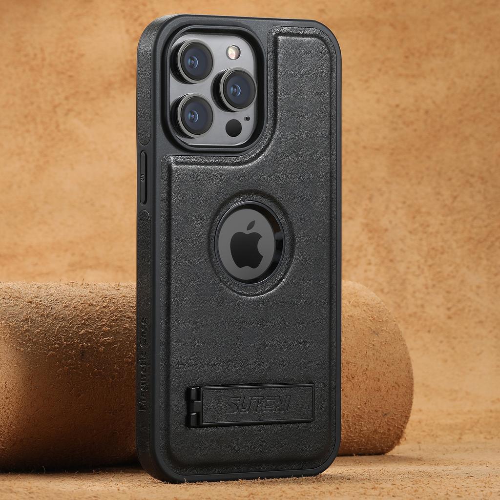 Luxury Faux Leather MagSafe Magnetic Wireless Charging Case Stand Phone Case for IPhone 17 Pro Max 16 Plus 15 14 13 12