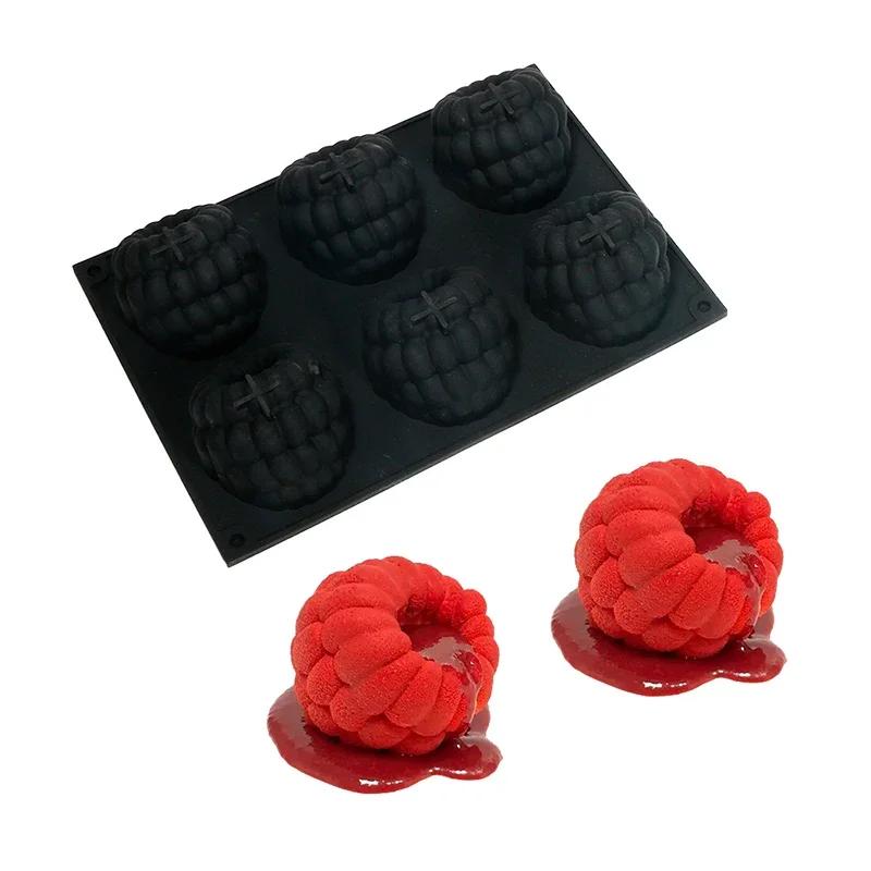 6-Cell Blueberry Mousse Cake Mold For Chocolate Pudding Food Grade French Fruit Mousse Mould Heat Resistant Home Baking Tool