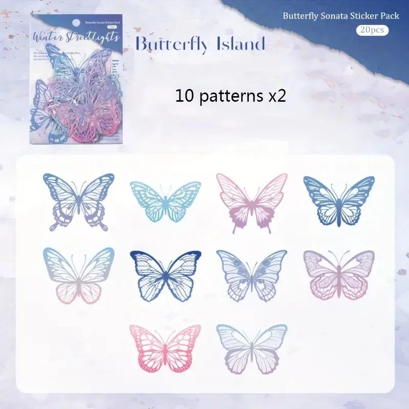 20 Sheets Shell Light Butterfly Hollow Lace Retro Hand Account DIY Material Decorative Junk Journal Supplies Scrapbooking