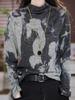 Korean Style Velvet Print Long Sleeve Tummy-Concealing Sweater - Fashionable, Age-Reducing, and Warm Mother's Outfit