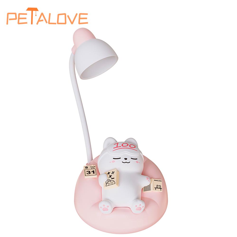 Veilleuse Chat Mignon Dessin Animé Créatif Décoration d'Ambiance Ornements pour Chambre d'Enfant Chevet Rechargeable Lumières LED Douces Cadeau