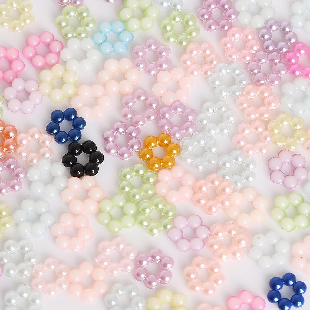 Colorful Star Flower Bow ABS Pearl Beaded DIY Nail Art & Phone Case Accessories