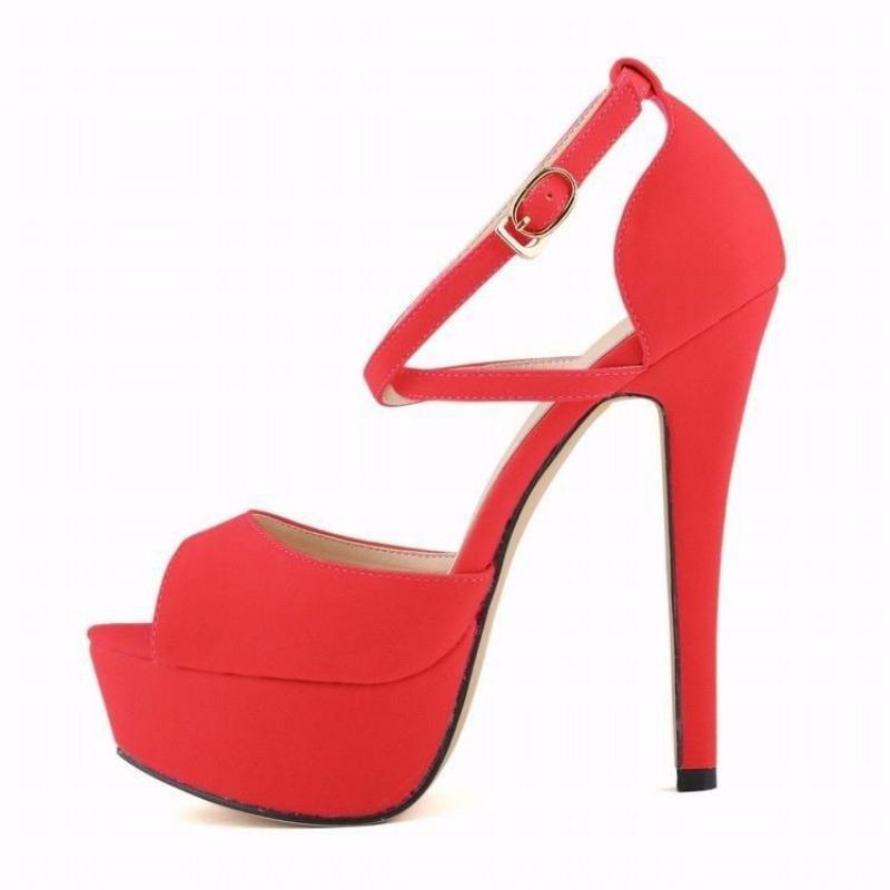 Rome Style Women Sexy Open Toes Sandals Thin Heels Platform High Heels Pumps Summer Shoes Stilettoes Suede Shoe