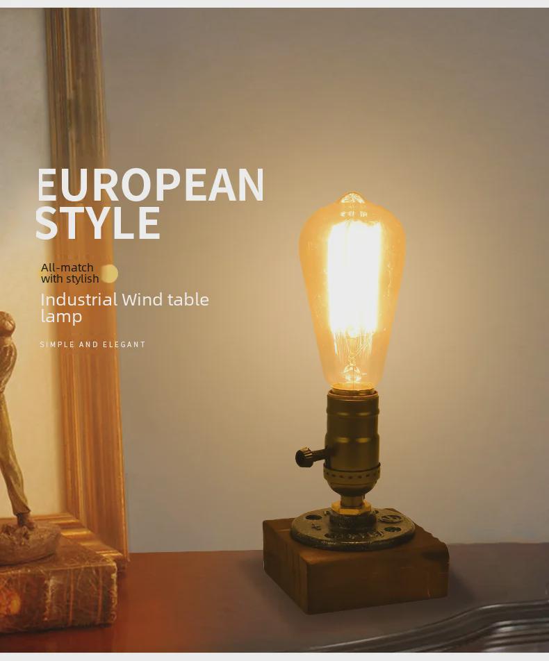 Retro American Industrial Style Table Lamp for Living Room or Bedroom
