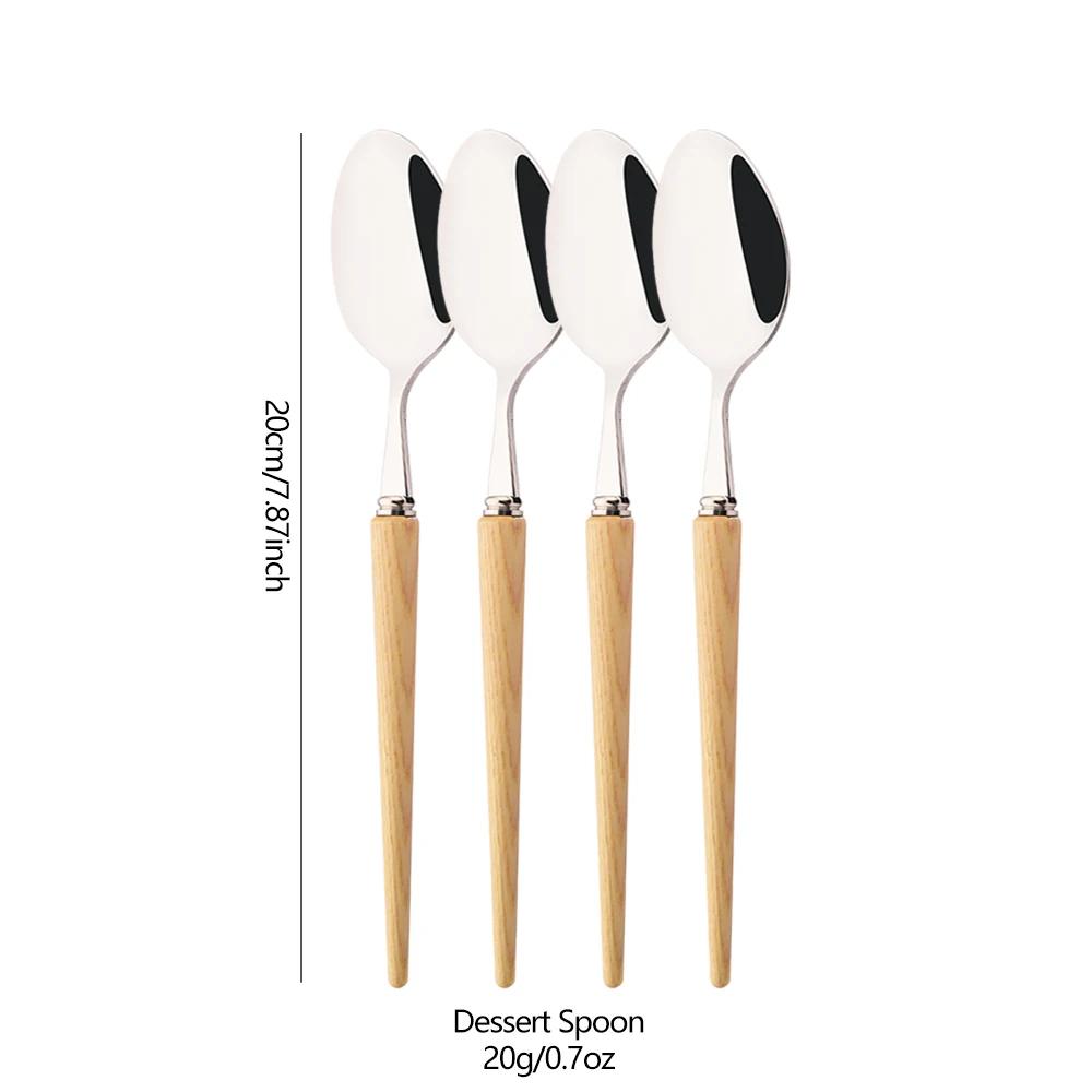 

Набор столовых приборов из 4/20 предметов, нож из нержавеющей стали, вилка, ложка, имитация деревянной ручки, столовая посуда в западном стиле, кухонные столовые приборы