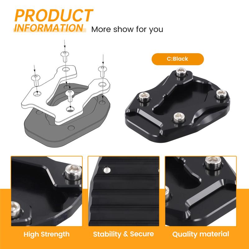 #558E Motorcycle Kickstand Extension Foot Side Stand Enlarge Plate Pad for CFMOTO 450MT 450 MT 2024 2025 Accessories,C (Black)