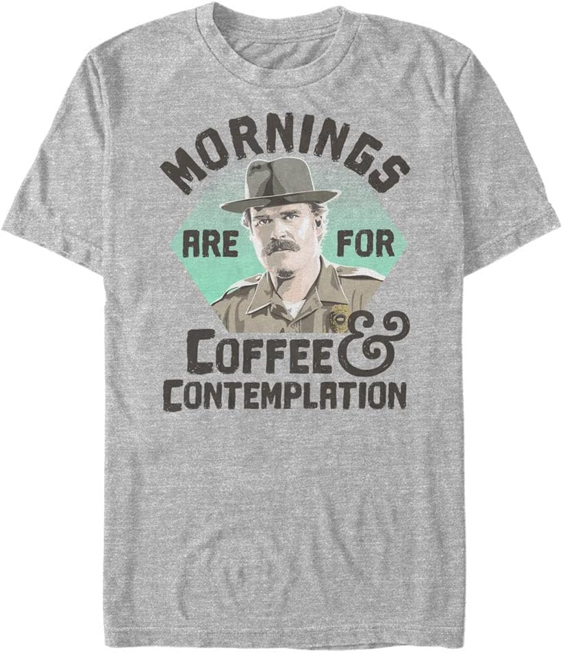 Stranger Things Men s Big & Tall Hopper Coffee Morning T-Shirt 2XL