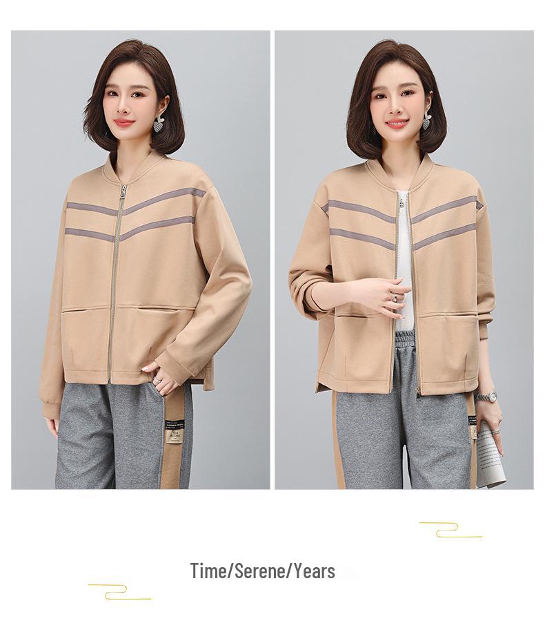 Women's 2023 Spring/Autumn Color Block Sportswear: Baseball Jacket & Jogger Set