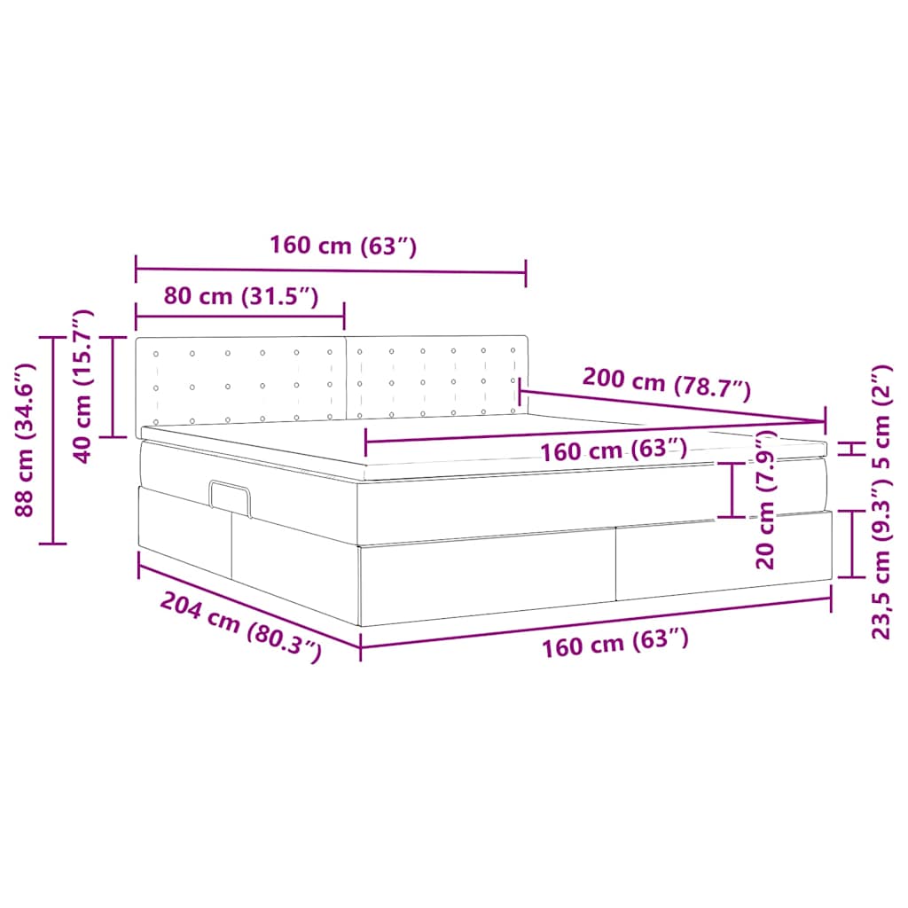 Storage Bed with Mattress Pink 160 x 200 cm Velvet