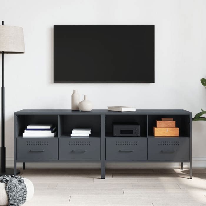 VidaXL Meubles TV 2 pcs, Armoires de Télévision avec Pieds, Supports Télé avec Rangement Salle de Séjour, Anthracite 843047