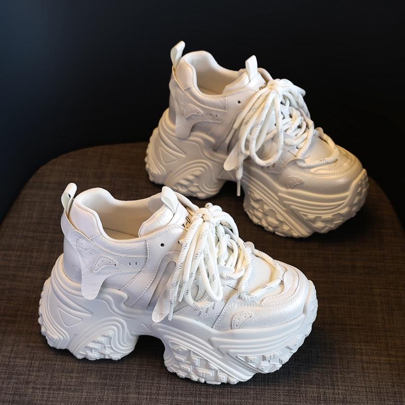 

ZDW5550-16 Женские кроссовки на платформе осень 2024: Мягкая, повседневная спортивная обувь с толстой подошвой, увеличивающая рост 37 бежевый