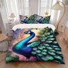 3pcs Peacock Feathers Soft Comfortable Bedding Set, For Bedroom, Guest Room And Dorm, All - Season Use, High-Definition Printing120
