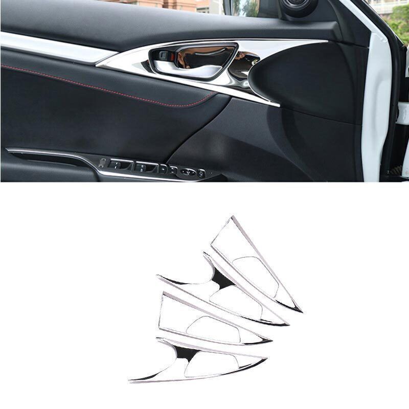 Fit For Honda Civic Frame Trim Inner Door Handle Bowl 2016-2021 4X Steel Chrome