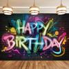 Happy Birthday Party Banner, Vielseitiger Polyester Foto Hintergrund für Heimzimmer Wanddekoration