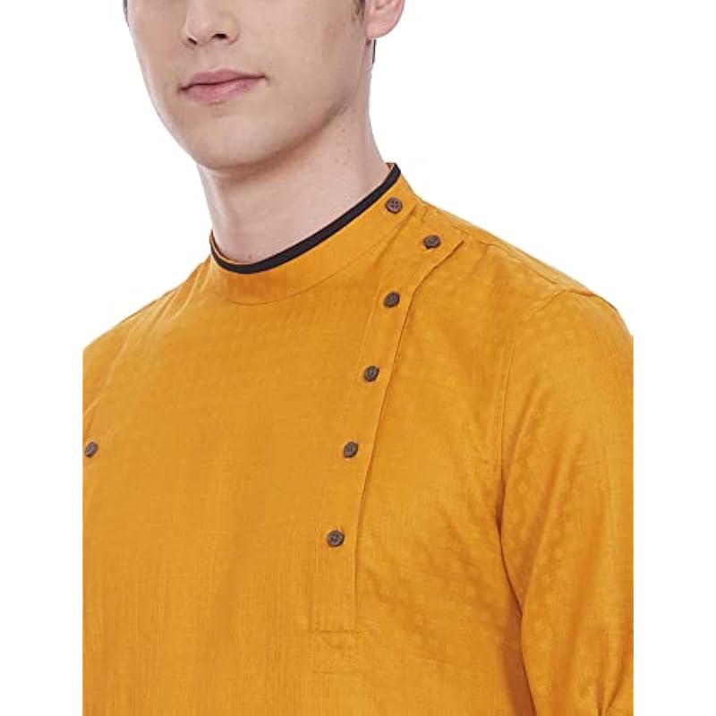 

Manyavar Stylish SelfDesign Full Sleeves Kurta for Men - (Light Orange, Large) L оранжевый