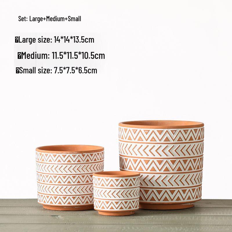 Red Clay Breathable Minimalist Terracotta Flower Pot with Feet for Succulents and Pothos - Round Design, Free Shipping