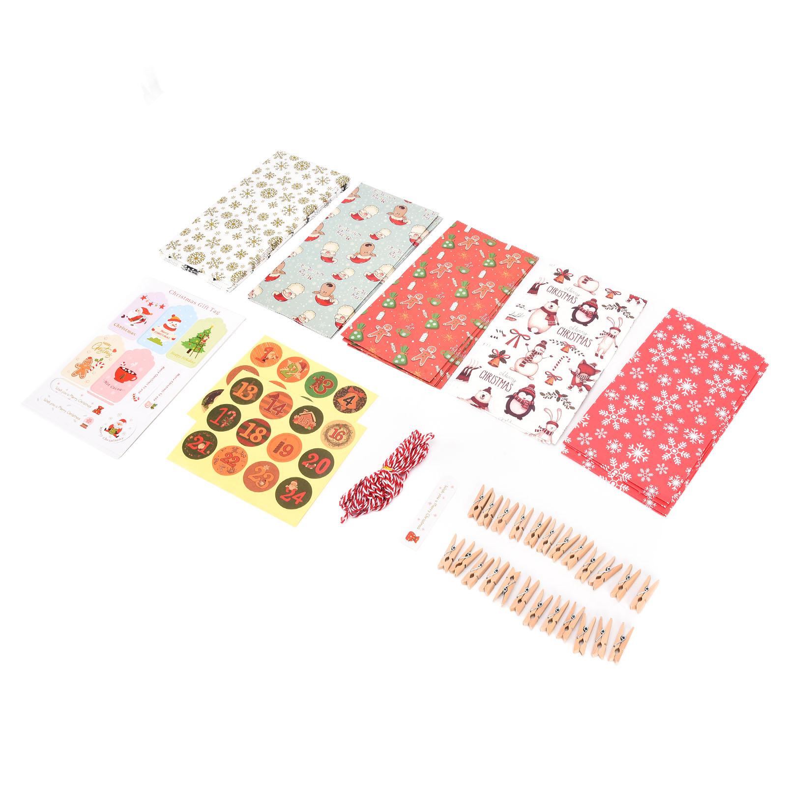 24 Pcs Christmas Gift Bag Exquisite Appearance Christmas Theme Christmas Paper Bag with Digital Stickers