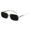 Trendy Men's Rimless Cut-Edge Sunglasses with Small Leopard Temple