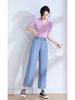 Summer 2025 Women's Slimming Wide-Leg Denim Pants - High Waist, Korean Style 