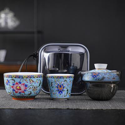 Keramik Emaille Reise Tragbar Schnell Teetasse Ein Topf Zwei Tassen Geschenk Outdoor Set