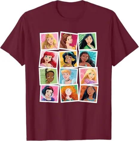 Hot Fashion Casual Disney Princess Photos Portrait Picture Collection T-Shirt S-4XL Four Seasons