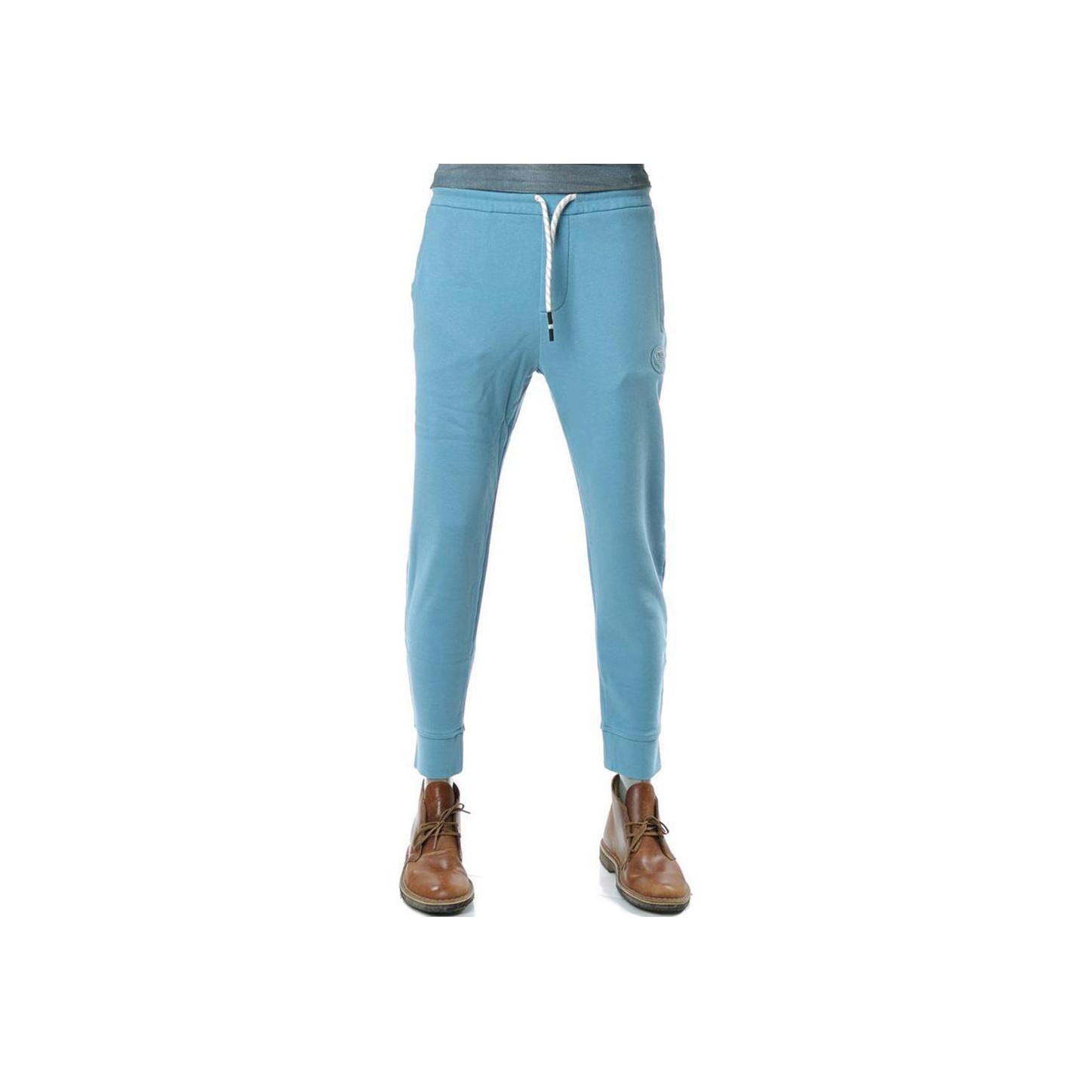 Emporio Armani Solid Color Mid Waist Drawstring Cuffed Casual Pants Men bottoms Sky-Blue 6L1P83-1JWPZ-0736 S