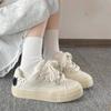 Women's Platform Flats 2025 Spring Autumn New Cute Cross Tied Casual Shoes Lightweight Comfortable Non Slip Board Shoes