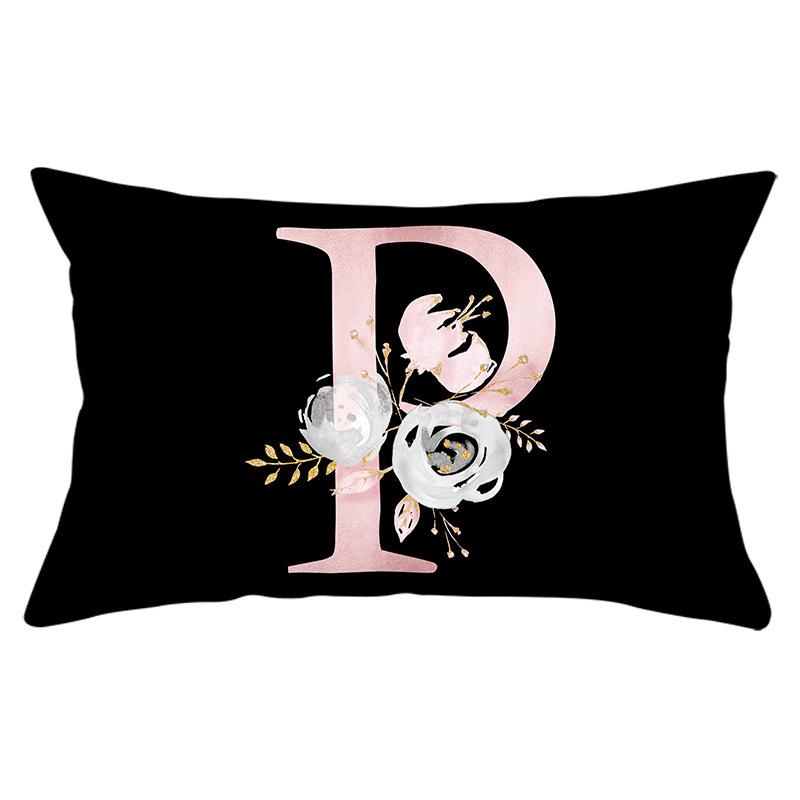 New Black Crown Letter Waist Pillow Cover for Home Peach Skin Sofa Waist Cushion Cover Car Cushion Cover