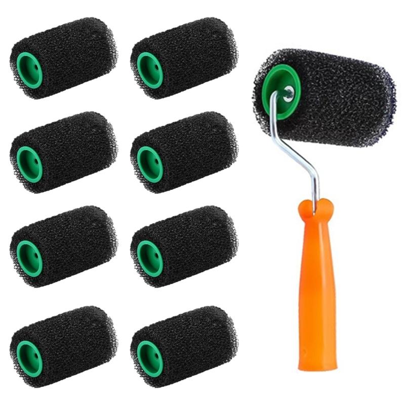 

Complete Painting Set With 9 Drywall Texture Rollers and Roller Frame Convenient for Wall Surfaces Finishes Daily Use 1