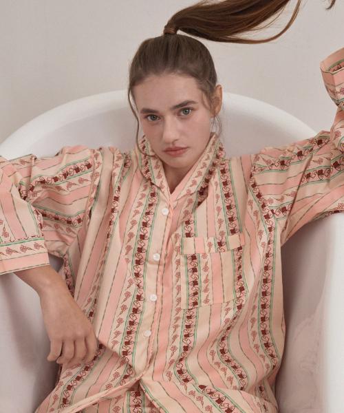 [OFF HOUR OBJET] Ruby Petal Bay Long-sleeve Pajama Set [2SET] [Shipped from Korea] 100% Authentic