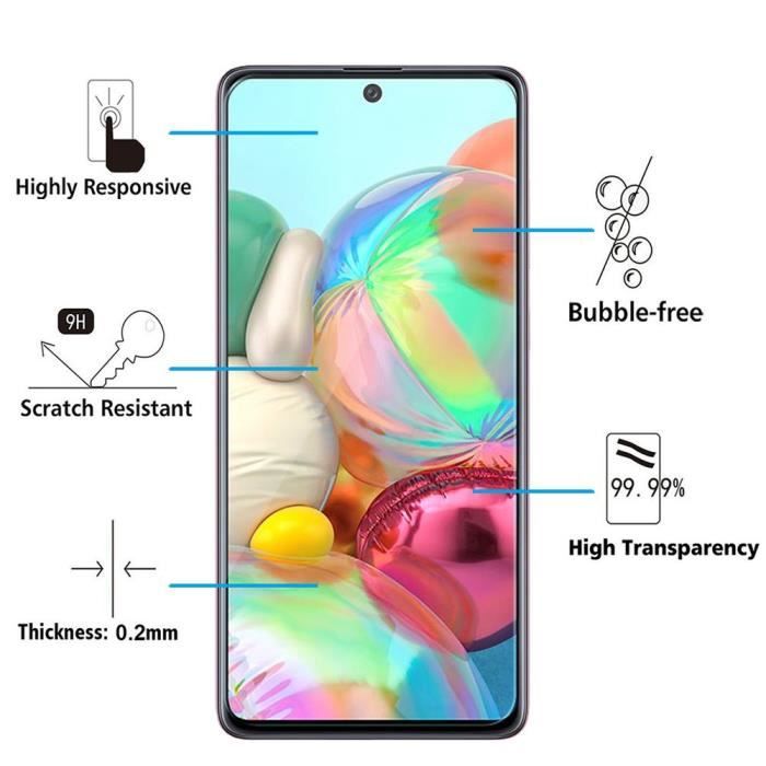 Film de protection - VCOMP - Pack de 3 - Verre Trempé - Pour Samsung Galaxy A71 5G - Résistant aux rayures