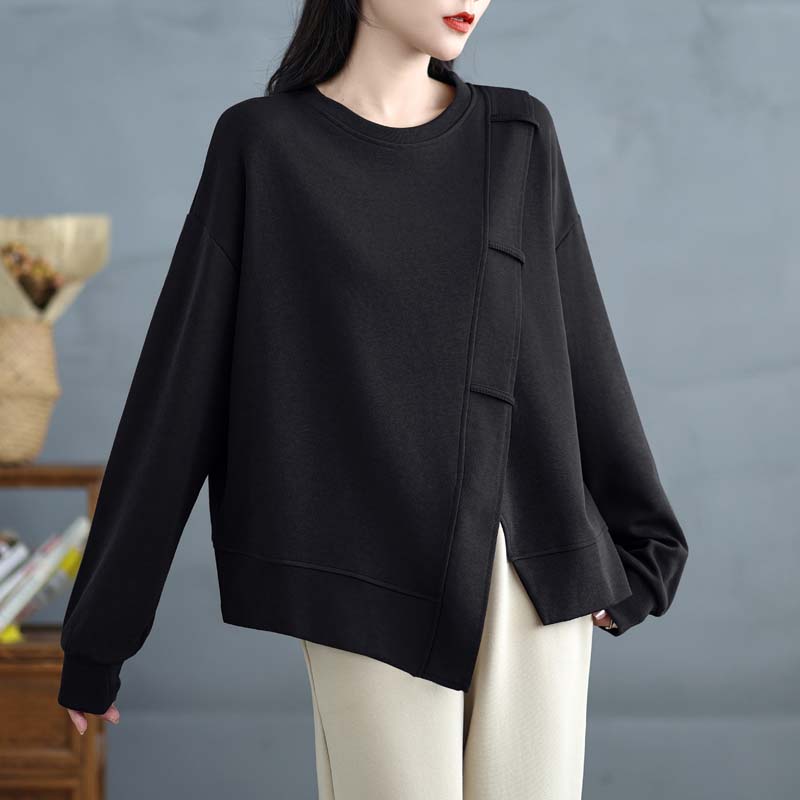 DIMANAF 2024 Pulower Jesienna Bluza T-shirt Kobiety Długi Rękaw Luźny Biały