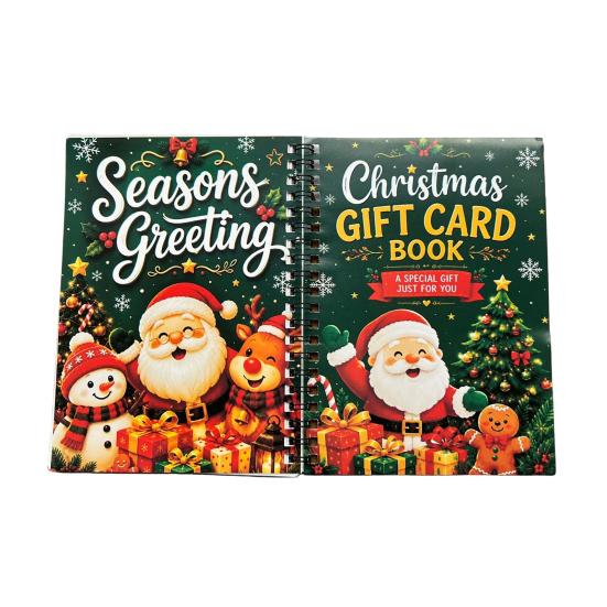 Themed Illustration Gift Organizer Christmas Card Book, 7" x 5" Spiral Bound Merry Creative Holiday Souvenir Book Booklet, Greeting Album Personalized