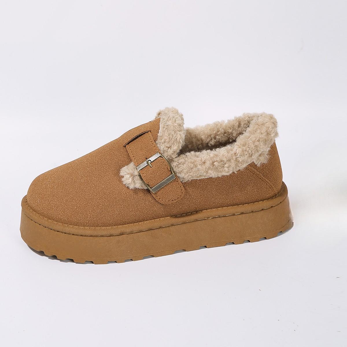 

Женские ботинки на плоской подошве 2024 года, новая зимняя мода, повседневная удобная обувь для женщин, высокие каблуки, круглый носок, однотонные, Zapatos De Mujer 44 коричневый