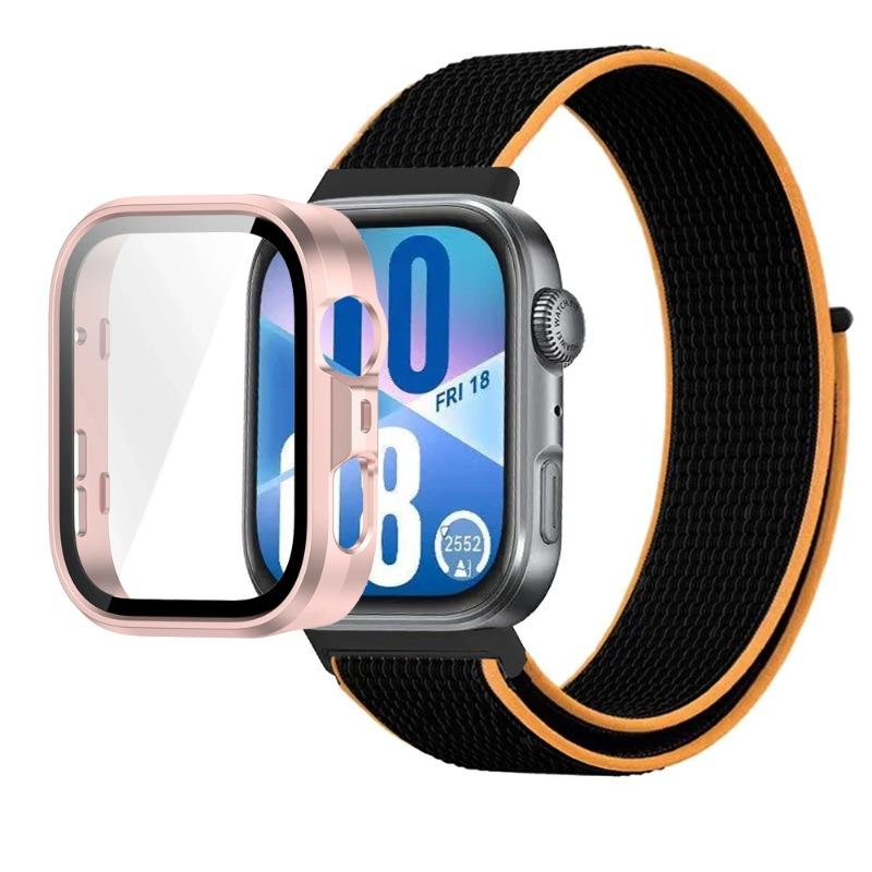 Pasek Nylonowy+Etui PC do Huawei Watch Fit 3/4/4 Pro Chroniące przed Upadkiem+Wygodna Oddychająca Opaska na Nadgarstek Correa