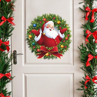 1Pcs Weihnachten Frohe Weihnachten Aufkleber Kranz Dekoration Glas Fenster Wand Aufkleber Dekorative Aufkleber Schneeflocke Runde