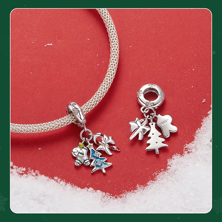 Christmas Joy White Gold Tri-Use Pendant: DIY Bracelet, Necklace & Tree Ornament