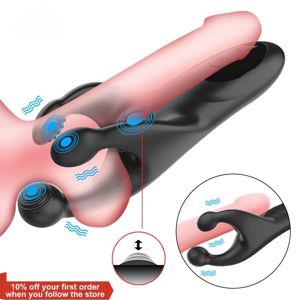 Man Penis Delay Trainer Exerciser Glans Stimulater Massager Mens Vibrator Male Masturbator Equipment Sex Toys Adult 18