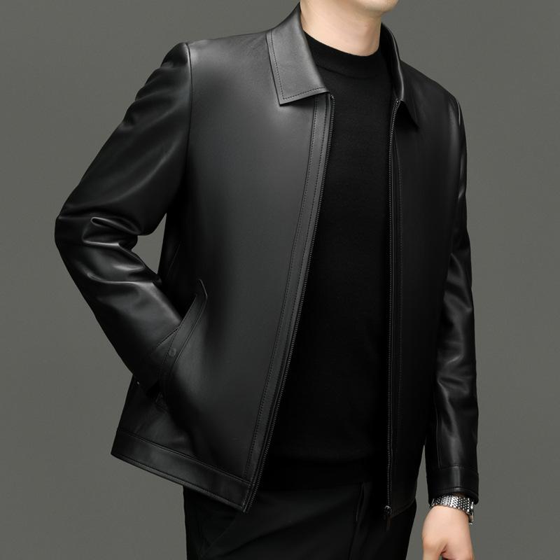 

Осень и зима новая мужская кожаная куртка куртка с лацканами из овчины натуральная кожаная куртка для мужчин 195