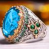 New Inlaid Emerald Men's Luxury Ring Personality Retro Domineering Personality Ring To Attend The Banquet Party Jewelry