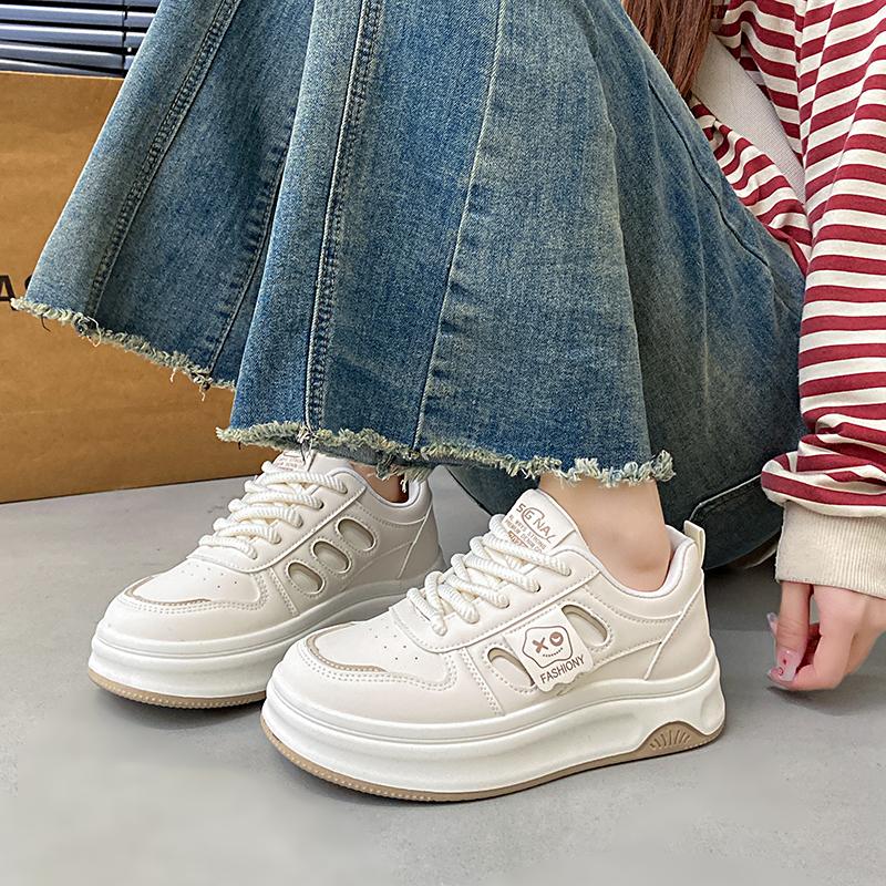 Mode CRLAYDK Klassische Damen-Sneaker Lässig Skateboarden Walking Low Top Schuhe Plateau PU-Leder Weiß Sport Laufen Tennis