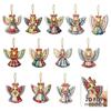 12 pièces Décoration Sapin de Noël Design Coloré Pendentif en Bois en Forme de Fille Décoration de Maison Décoration de Noël Hiver