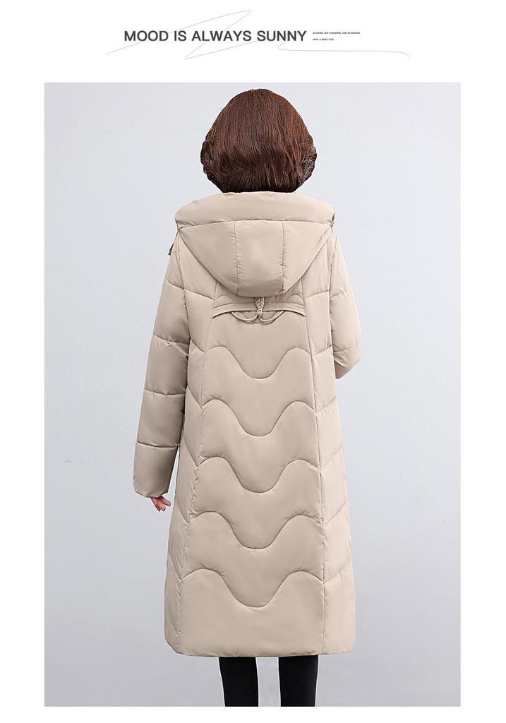 Women's Winter Long Down Cotton Jacket: Over-the-Knee, Mid-Aged & Elderly, Plus Size Thickened Padded Coat