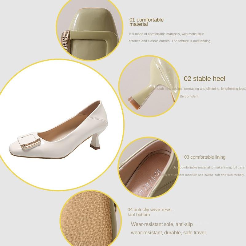Moda Wysoka Jakość Damskie Buty Jesień Nowe Kwadratowy Czubek Cienkie Wysokie Obcasy Damskie Moda w Stylu Koreańskim Metalowa Klamra Czółenka Zapatos De Mujer