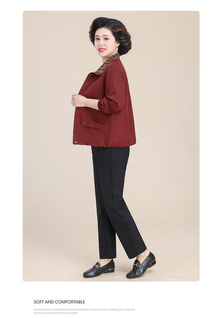 Plus Size Women's Lapel Maternity Coat, Spring/Autumn Jacket for Middle-Aged & Elderly, 50s-60s Fashion.