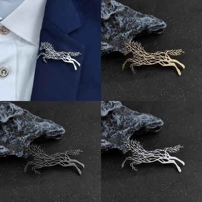 Luxury Running Horses Brooch Trendy Zodiac Animal Lapel Pins Metal Badge Pin  New Year Gifts