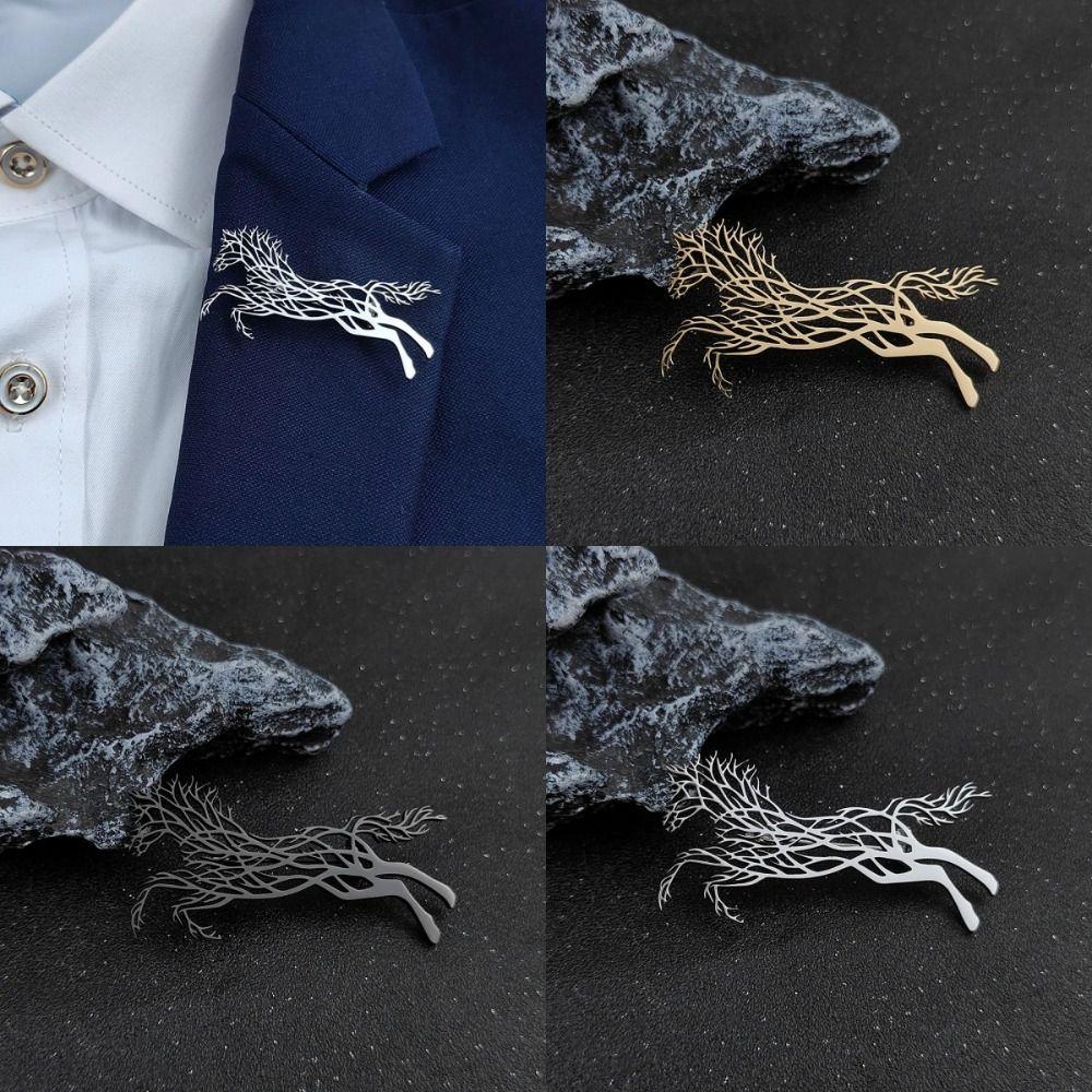 Luxury Leopard Stainless Steel Brooches Classic Zodiac Animal Lapel Pins for Women