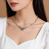Vintage Sterling Silver Fish Beaded Clavicle Necklace - Elegant and Versatile Design